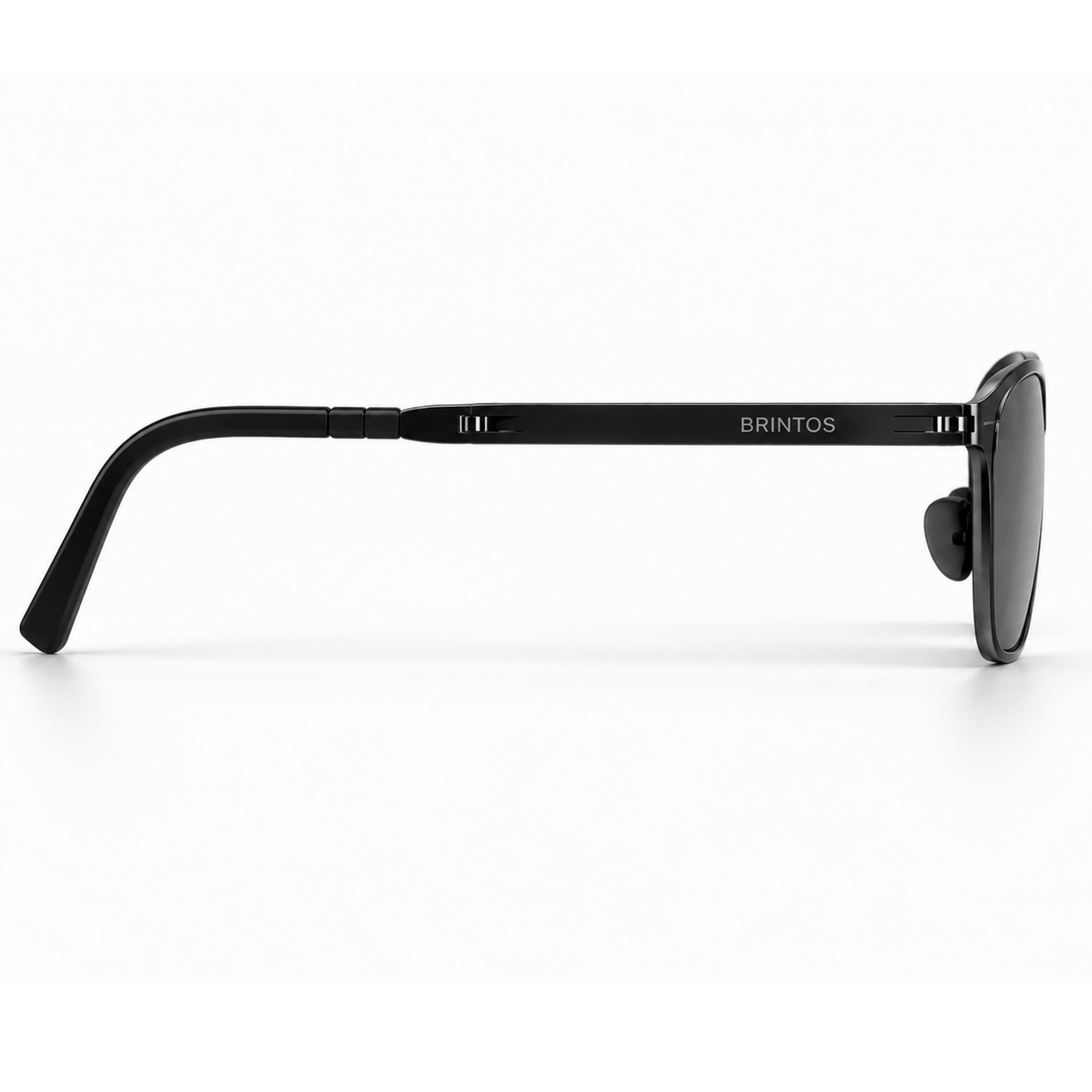Vista lateral de las gafas de sol BRINTOS GRAPHITE SUN con patilla desplegada