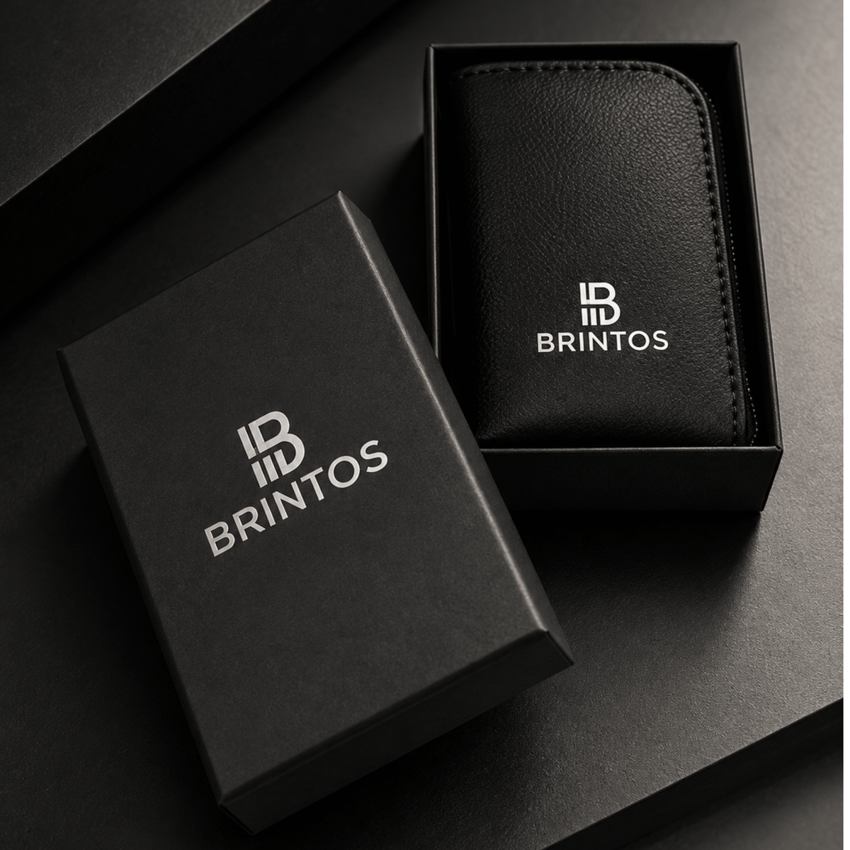 Estuche negro de BRINTOS GRAPHITE SUN en su caja original abierta